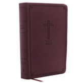 KJV Personal Size Reference Bible Giant Print, Leather-Look, Burgundy , Cross Design