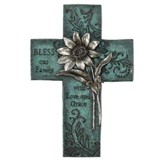 Floral Wall Cross, Turquoise