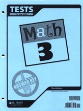 BJU Press Math Grade 3 Tests Answer Key, Third Edition