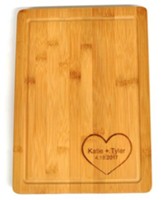 Personalized, Bamboo Cutting Board, with Heart, Large