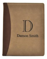 Personalized, Leather Padfolio with Monogram, Tan