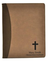 Personalized, Leather Padfolio, with Cross, Tan
