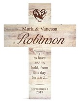 Personalized, Wooden Cross, Wedding, White