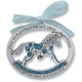 Protect Me While I Sleep Crib Charm, Blue Rocking Horse