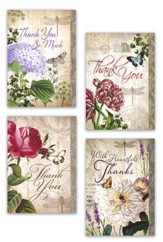 Thank You Cards, Purple Florals, Box of 12