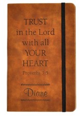 Personalized, Leather Notebook, Trust In The Lord,  Large, Tan