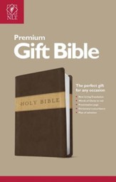 NLT Premium Gift Bible-Soft leather-look, Dark Brown/Tan - Imperfectly Imprinted Bibles