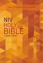 NIV Large-Print Outreach Bible--softcover, orange cross