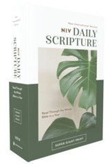 NIV Super Giant Print Daily Scripture Bible--softcover, white and green