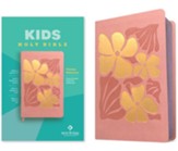NLT Kid's Thinline Reference Bible--soft leather-look, tropical flowers pink