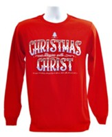 Christmas Begins With Christ, Long Sleeve Tee Shirt, Red, X-large