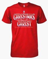 Christmas Begins With Christ, Short Sleeve Tee Shirt, Red, Small