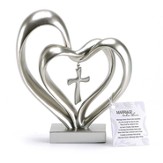 Double Heart with Cross Figure, Silver