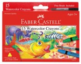 Watercolor Crayons with Brush, Pack of 15
