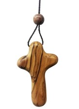 Olive Wood Holding Cross Pendant