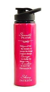 Personalized, Water Bottle, Flip Top, Serenity Prayer, Pink