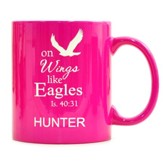 Personalized, Ceramic Mug, On Wings Like Eagles, Pink