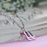Child's Ballet Shoes Necklace, Pink
