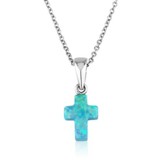 Blue Opal Cross Pendant