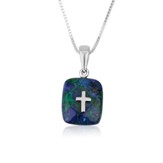 Cross on Azurite Eilat Stone, Pendant