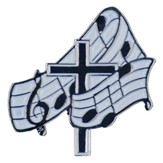 Music Notes & Cross Pin