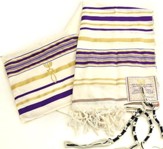 Messianic Christian Sign Purple Prayer Shawl with Bag
