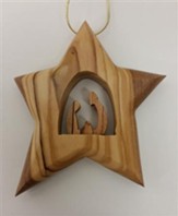 Holy Family Star Ornament, Wood