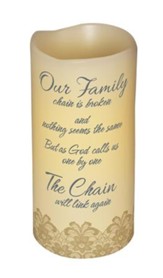 Abiding Light LED Candle, Vanilla Scented, Our Family Chain, 6x3