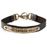 Believe Leather Bracelet, Gold