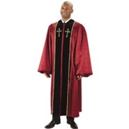 Burgundy Jacquard Pulpit Robe with Embroidered Gold Crosses, 59