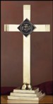 Brass Altar Cross with IHS Emblem