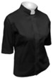 Women's Short-Sleeve Tab Collar Shirt: Black-3X