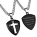 Christ My Strength Shield Cross Necklace, Black
