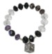 Black, Purple & Crystal Beaded Stretch Bracelet with Prayer Box