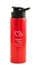 Personalized, Water Bottle, Flip Top, Two Hearts, Red