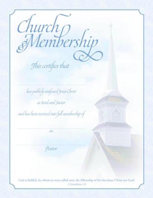 Embossed Membership Certificates (1 Corinthians 1:9, KJV) 6  - 