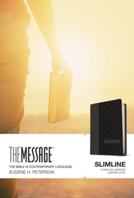 Message Slimline Bible, Charcoal Diamond Leather-look  -     By: Eugene H. Peterson
