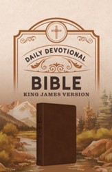KJV Daily Devotional Bible--soft  leather-look, hickory