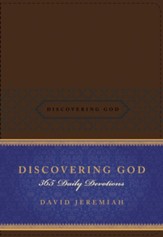 Discovering God: 365 Daily Devotions--soft leather-look, brown