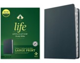 NLT Life Application Large-Print Study Bible, Third Edition--genuine leather, navy blue (indexed)