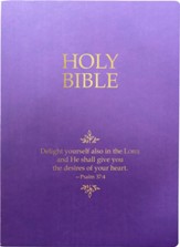 KJVER Psalm 34:4 Edition, Large Print Holy Bible--soft leather-look, royal purple