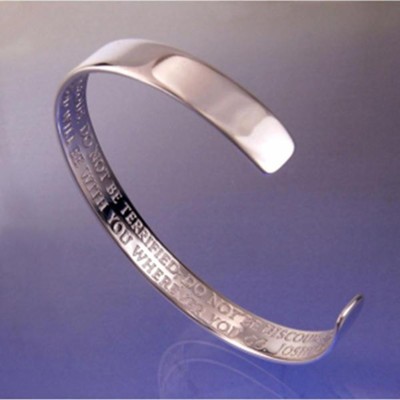 Be Strong and Courageous, Men's Sterling Silver Cuff Bracelet   - 