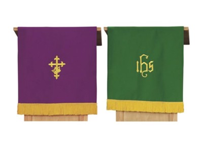 Pulpit Scarf with IHS, Purple / Green  - 