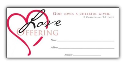 Love Offering, Value Envelopes, Pack of 100, Bill size  - 
