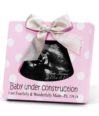 Baby Under Construction, Ultrasound Photo Frame, Pink   - 