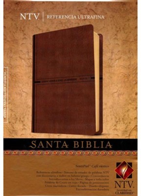 Referencia ultrafina NTV SentiPiel Caf&#233 r&#250stico, NTV Slimline Center Column Reference Bible, Leatherlike Rustic Brown  - 