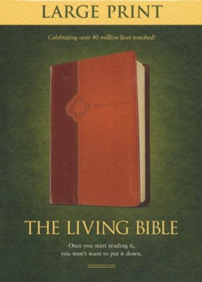 Living Bible: Large Print, TuTone Brown and Tan Imitation Leather  - 