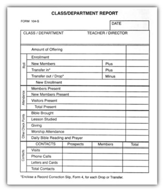 Class - Department Report Envelope, Form 104-S  - 