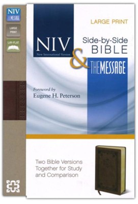NIV and The Message Side-by-Side Bible, Large Print:   for Study and Comparison, Imitation Leather, Brown  - 