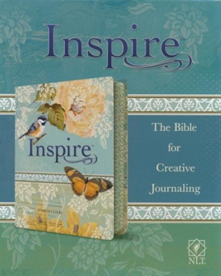 NLT Inspire Bible: The Bible for Creative Journaling, LeatherLike, Silky Vintage Blue/Cream  - 